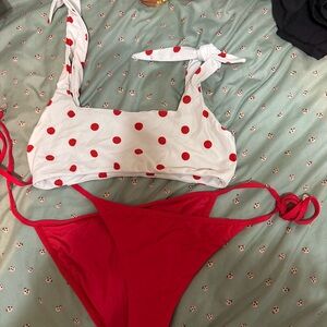 Polka Dot Bikini Set - Red and White